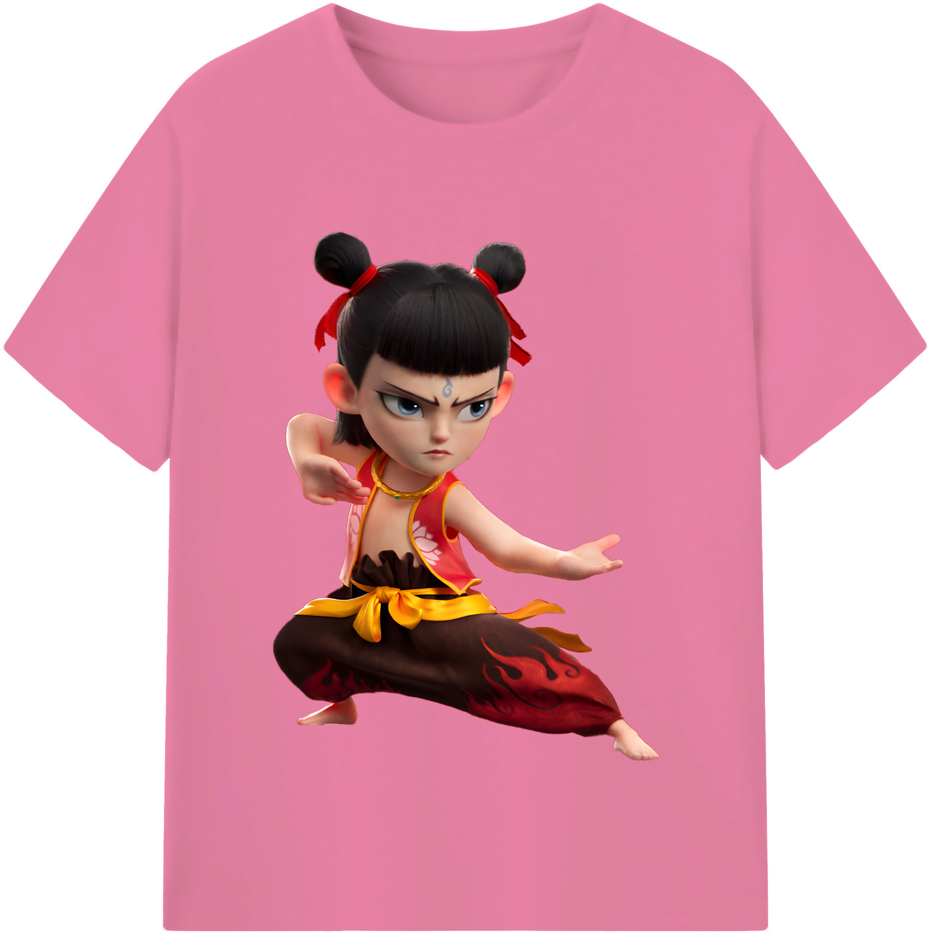（画像用） Ne Zha 2 ナタ 魔童の大暴れ 綿100％半袖Tシャツ（フロントプリント）